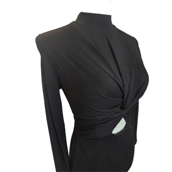 H&M Sexy Peekaboo Keyhole Mock Black Mini Dress Sz. 4 - Picture 2 of 6